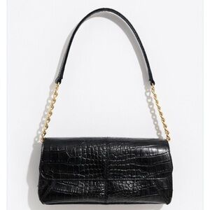 Liz Claiborne Alligator Print Faux Leather Flap Close Mini Shoulder Bag Chain